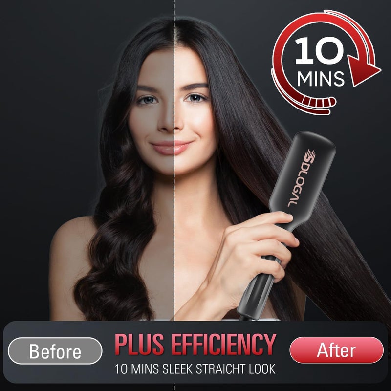 SDLOGAL Hair Straightener Brush, Straightening Comb with 5 Temps & Fast Heating, Easy & Fast Salon-Style, Plus Dual Voltage Travel Friendly - Image 5